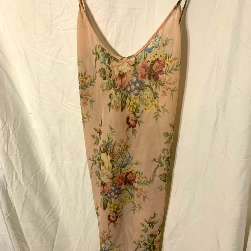 Floral Pink Silk Slip Chemise